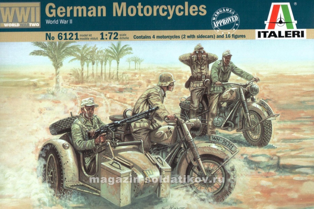 ИТ Набор солдатиков "Немецкие мотоциклисты" (1/72) Italeri
