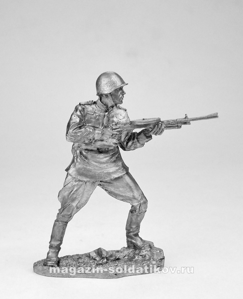 Красноармеец с пулеметом 1945 год, 54 мм, Солдатики Публия