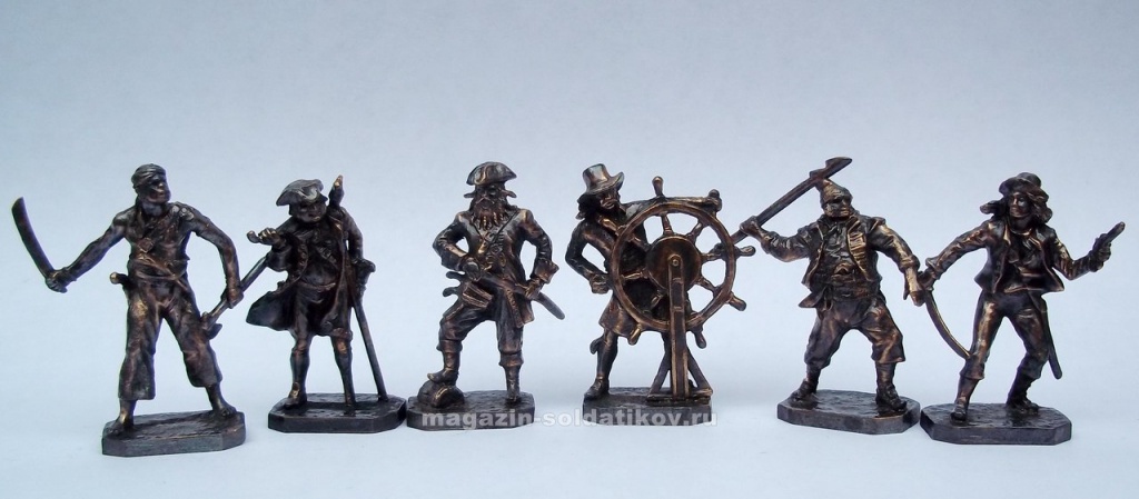 Пираты, набор №2 (бронза) 6 шт, 40 мм, Солдатики Публия