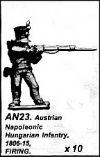 Фигурки из металла AN 23 Венгерская пехота стреляет 1805-15, 28 mm Foundry - фото