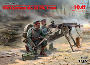 Сборные фигуры из пластика Германский пулеметный расчет І МВ, 4 фигуры, (1/35) ICM - фото