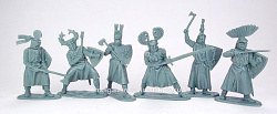 Солдатики из мягкого резиноподобного пластика Германские рыцари, XII век, (6шт), 1:32 , Солдатики Публия
