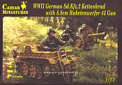 Солдатики из пластика German Sd.Kfz.2 Kettenkrad with 8.8cm Raketenwerfer 43 Gun (1/72) Caesar Miniatures - фото