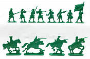 Солдатики из пластика Армия Петра I. Северная война (4+8 шт, зеленый) 52 мм, Солдатики ЛАД - фото