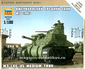 Сборная модель из пластика Американский танк M3 «Ли» (1/100) Звезда - фото