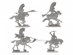 Солдатики из пластика Польские крылатые гусары (4 шт, серебро), Солдатики ЛАД