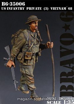 Сборная миниатюра из смолы U.S. Infantry Private (3), Vietnam '68, (1/35), Bravo 6