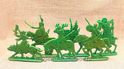 Князь Асыка и его люди (6 шт., пластик, зелено-золотой), 54 мм, Воины и битвы - фото