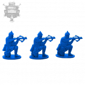 Солдатики из пластика Арбалетчики (3 шт, цвет - синий, б/к), Воины и битвы - фото