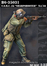 Сборная миниатюра из смолы USMC (5) Sharpshooter Tet`68, (1/35), Bravo 6 - фото