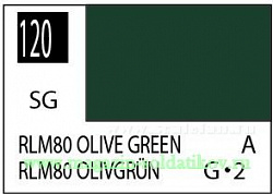 Краска художественная 10 мл. оливково-зеленая RLM80, полуглянцевая, Mr. Hobby