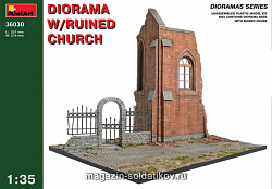 Сборная модель из пластика Диорама с разрушенной церковью MiniArt (1/35)
