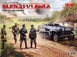 Сборная модель из пластика Sd.Kfz.251/1 Ausf. с немецкой пехотой (1/35) ICM