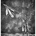 Миниатюра из олова 792 РТ Казак донского казачьего полка с трофейным французским знаменем, 54 мм, Ратник