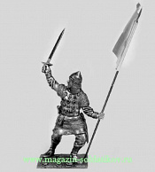 Миниатюра из олова Русский воин со стягом, 54 мм, Магазин Солдатики - фото