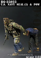 Сборная миниатюра из смолы U.S. Navy Seal & POW, (1/35), Bravo 6 - фото