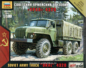 Сборная модель из пластика Советский армейский грузовик «Урал» 4320 (1/100) Звезда - фото