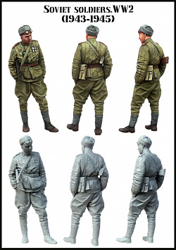 Сборная миниатюра из смолы ЕМ 35152 Советский солдат, 1/35 Evolution