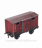 Сборная модель из картона Двухосный крытый вагон. . 1/87 Умбум - фото