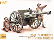 Солдатики из пластика WWI US Artillery with 75mm Cannon, (1:72), Hat - фото