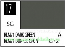 Краска художественная 10 мл. темно-зеленая RLM71, полуглянцевая, Mr. Hobby