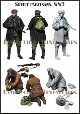 Сборная фигура из смолы ЕМ 35201 Советские партизаны WWII, 1:35, Evolution - фото