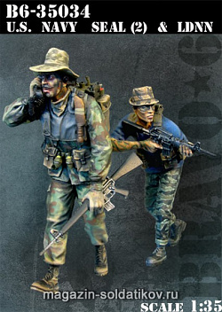 Сборная миниатюра из смолы US Navy SEAL (2) & LDNN, (1/35), Bravo 6