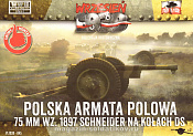 Сборная модель из пластика Polish Howitzer 75mm Schneider 1897 on DS wheels 1:72, First to Fight - фото