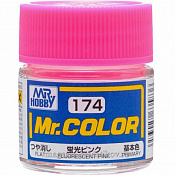 Краска художественная 10 мл. флуоресцентная розовая, глянцевая, Mr. Hobby - фото