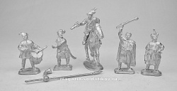 Сборные фигуры из металла Казаки. Командная группа (набор из 5 фигур+лошадь), 28 мм, Кордегардия (Москва)/TRIZUB (Украина)