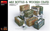 Сборная модель из пластика Молочные бутылки с ящиками MiniArt (1/35) - фото