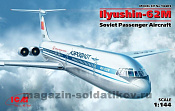 Сборная модель из пластика Самолет Советский пассажирский Ильюшин-62М (1/144), ICM - фото