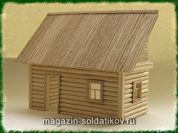 Сборная модель из дерева Русская изба №2 (1/35) Бастион35