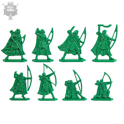 Солдатики из пластика Лучники Армландии (8 шт, цвет - зеленый, пластик, б/к), Воины и битвы