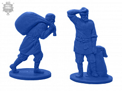Солдатики из пластика Грузчики (2 шт, цвет - синий, б/к), Воины и битвы