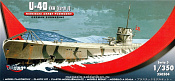 Сборная модель из пластика Немецкая подводная лодка U-40, 1:350, Mirage Hobby - фото