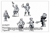 Фигурки из металла SYW P7 Прусские мушкетёры с лацканами, командование (28 мм) Foundry - фото