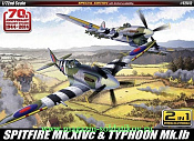 Сборная модель из пластика Самолёт Spitfire Mk.14C & Typhoon Mk.IB «Annv.70 Normandy invasion 1944» (1:72) Академия - фото