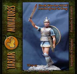 Сборная миниатюра из металла Греческий воин периода Троянской войны ХII до н.э. 75 mm, Tartar Miniatures