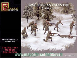 Солдатики из пластика Русская пехота, зима, WWII 1:72, Pegasus