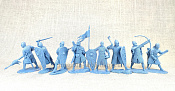 Солдатики из мягкого резиноподобного пластика Норманнские рыцари, часть 2 (н 8 шт, серо-голубой цвет) 1:32, Солдатики Публия - фото