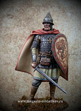 Сборная фигура из смолы Medieval russian warrior 14c, 75 mm. Mercury Models - фото