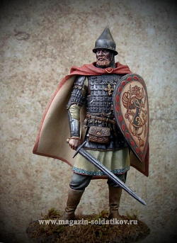 Сборная фигура из смолы Medieval russian warrior 14c, 75 mm. Mercury Models