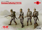 Сборные фигуры из пластика Германская пехота (1914 г.), (4 фигуры) (1/35) ICM - фото