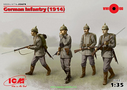 Сборные фигуры из пластика Германская пехота (1914 г.), (4 фигуры) (1/35) ICM