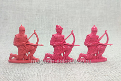 Солдатики из пластика Лучники (3 шт, цвет - красный, б/к), Воины и битвы