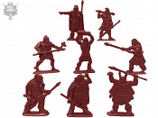 фигурки из пластика Неандертальцы, 54 мм ( 8 шт, цвет - красно-коричневый, б/к), Воины и битвы - фото