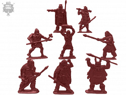 фигурки из пластика Неандертальцы, 54 мм ( 8 шт, цвет - красно-коричневый, б/к), Воины и битвы