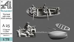 Сборные фигуры из смолы Лодка с экипажем . XVIII век, 1:72, Alex miniatures