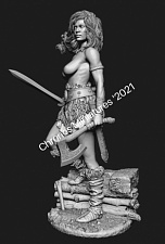 Сборная миниатюра из металла Миры фэнтези: Кельтская женщина-воин 54 мм, Chronos miniatures - фото